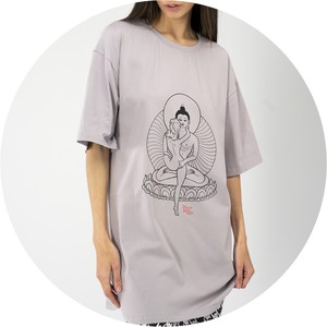Придбати сірий футболку  Buddha  Oversize. Картинка.